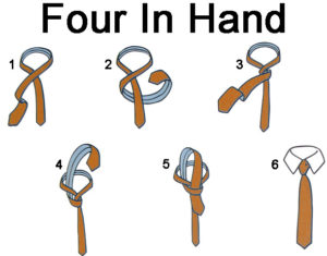corbata de cuatro en la mano